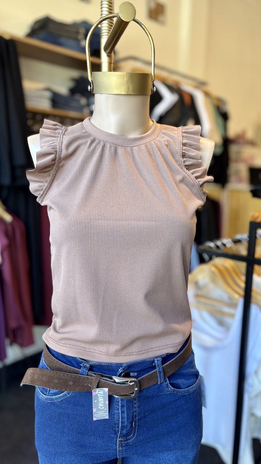 Musculosa de morley con volados talle unico