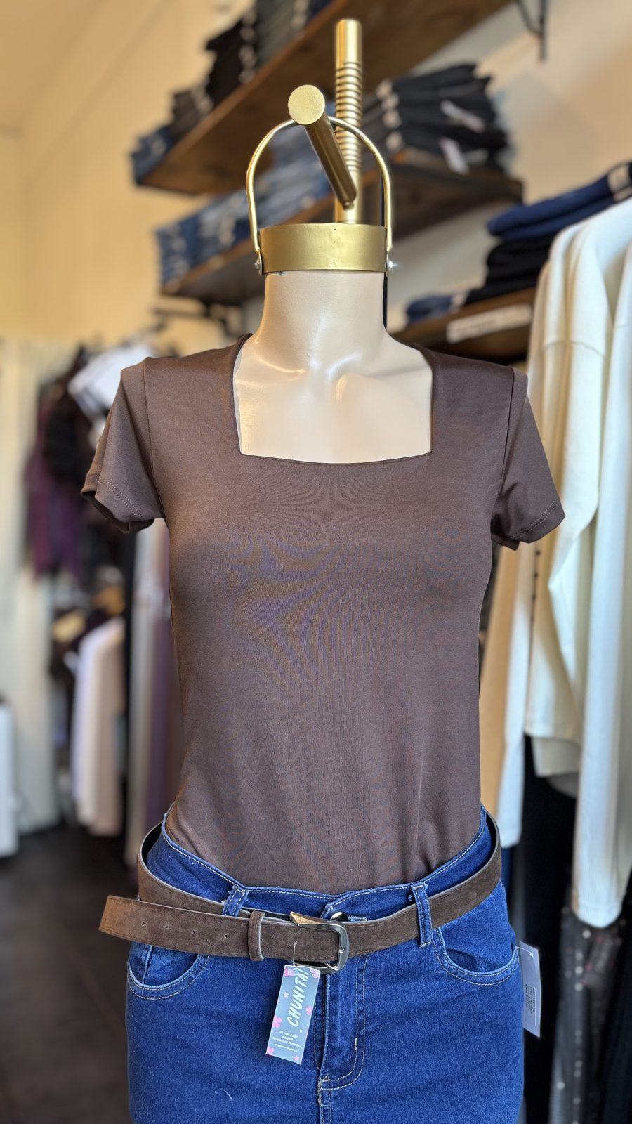 Body c mangas cuello cuadrado lycra