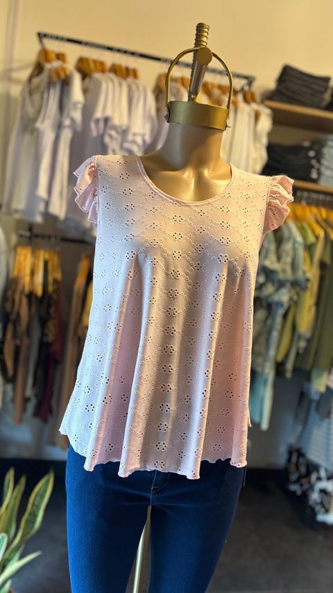 Blusa de broderie con voladito